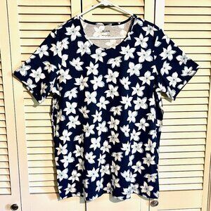 Blair Tunic / Top * Size XL * Cotton/Poly * Navy Blue Floral * New without Tag